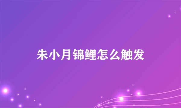 朱小月锦鲤怎么触发