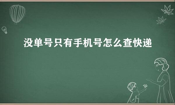 没单号只有手机号怎么查快递