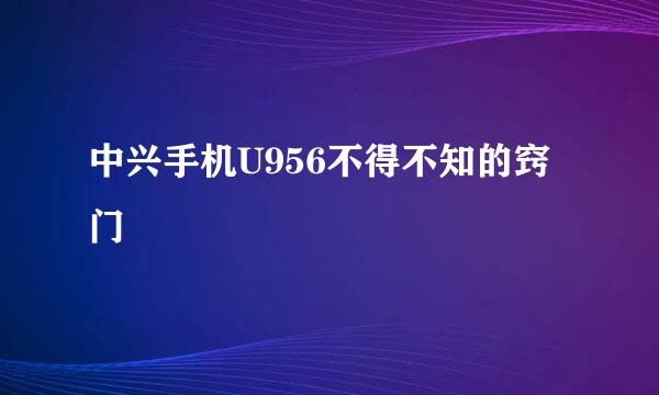 中兴手机U956不得不知的窍门