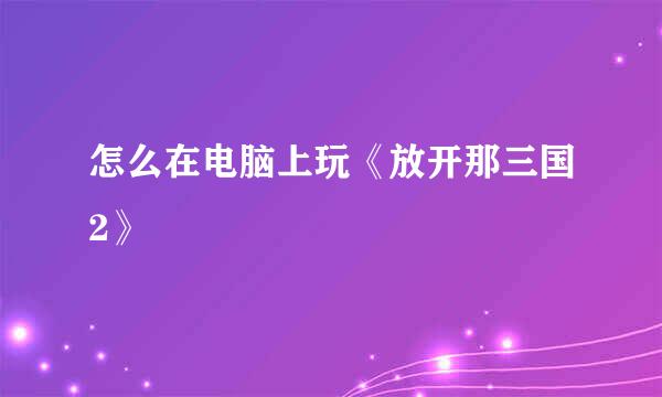 怎么在电脑上玩《放开那三国2》