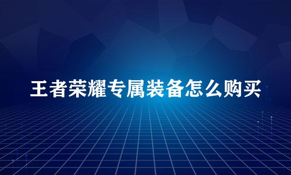王者荣耀专属装备怎么购买