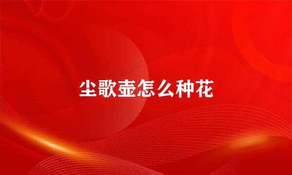 尘歌壶怎么种花