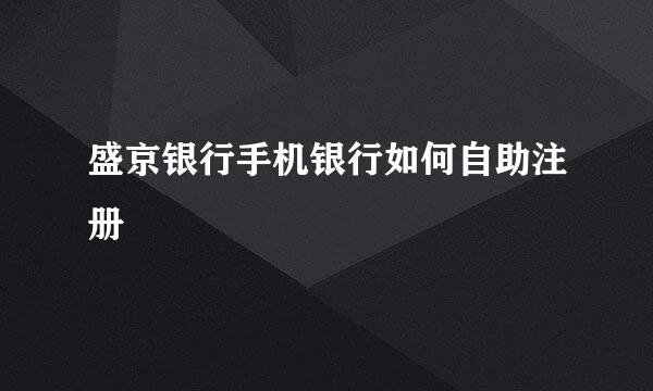 盛京银行手机银行如何自助注册