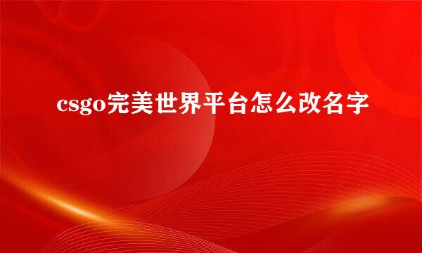 csgo完美世界平台怎么改名字