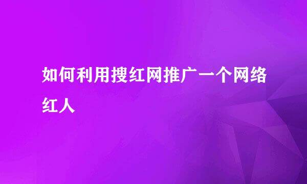 如何利用搜红网推广一个网络红人
