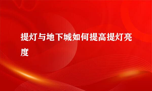 提灯与地下城如何提高提灯亮度