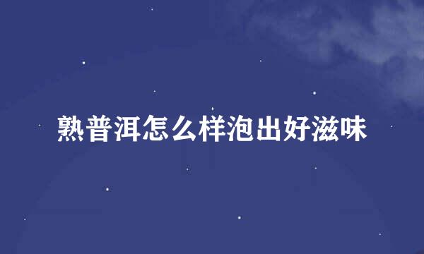熟普洱怎么样泡出好滋味