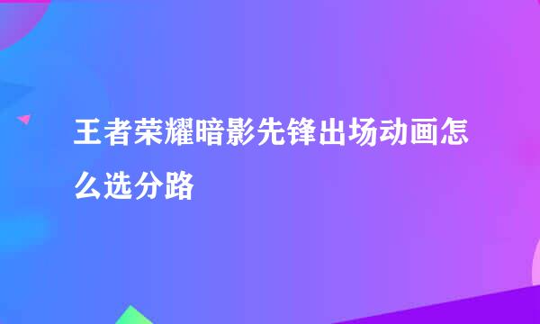 王者荣耀暗影先锋出场动画怎么选分路