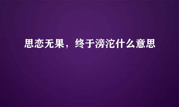 思恋无果，终于滂沱什么意思