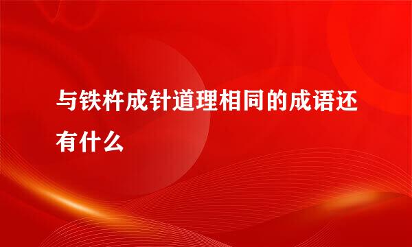 与铁杵成针道理相同的成语还有什么