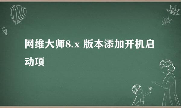 网维大师8.x 版本添加开机启动项