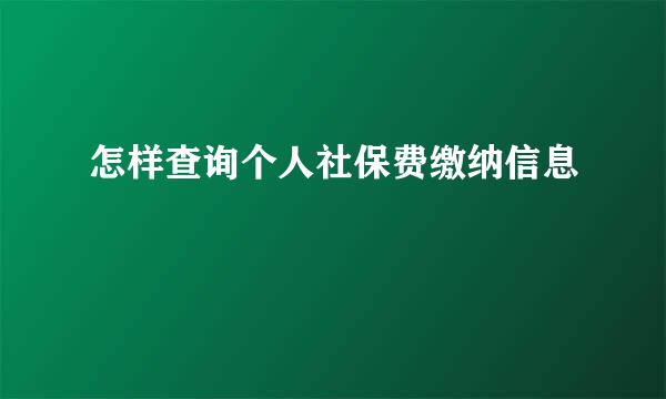 怎样查询个人社保费缴纳信息