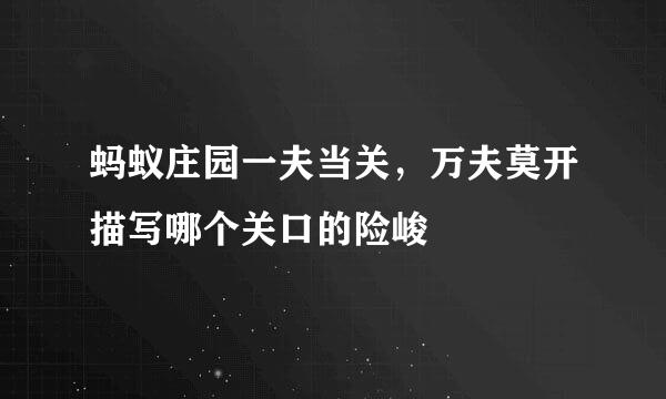 蚂蚁庄园一夫当关，万夫莫开描写哪个关口的险峻