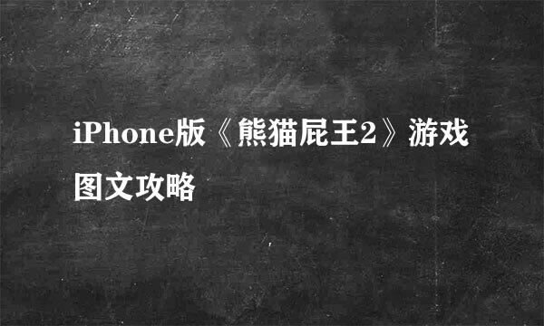 iPhone版《熊猫屁王2》游戏图文攻略