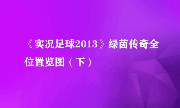 《实况足球2013》绿茵传奇全位置览图(下)