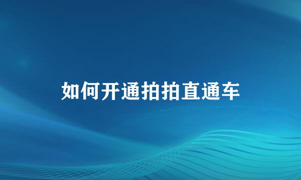 如何开通拍拍直通车