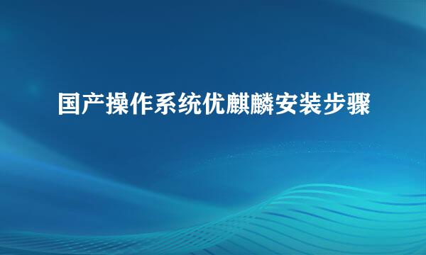 国产操作系统优麒麟安装步骤