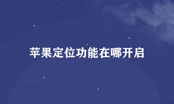 苹果定位功能在哪开启
