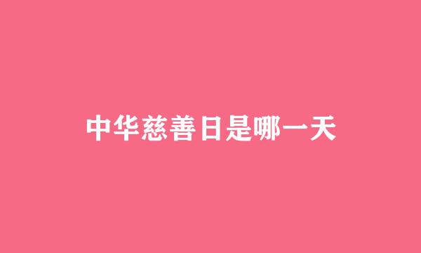 中华慈善日是哪一天