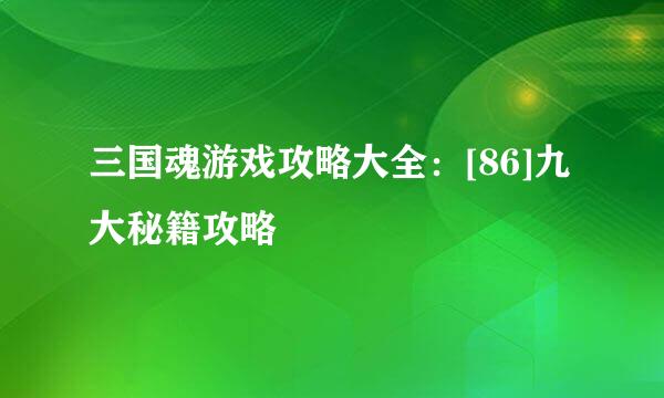 三国魂游戏攻略大全：[86]九大秘籍攻略