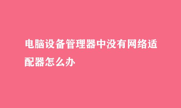 电脑设备管理器中没有网络适配器怎么办