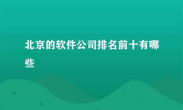 北京的软件公司排名前十有哪些