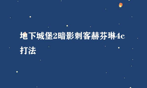 地下城堡2暗影刺客赫芬琳4c打法