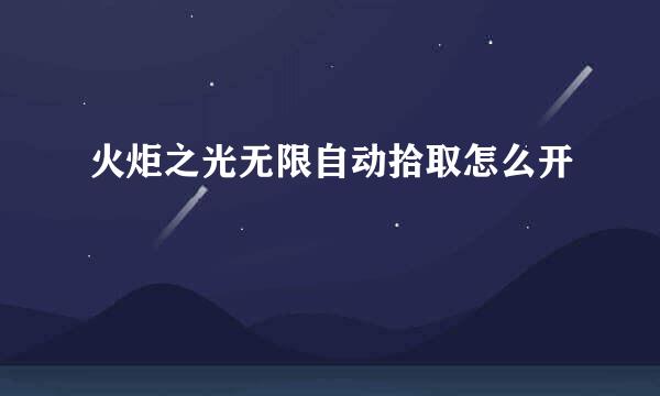 火炬之光无限自动拾取怎么开