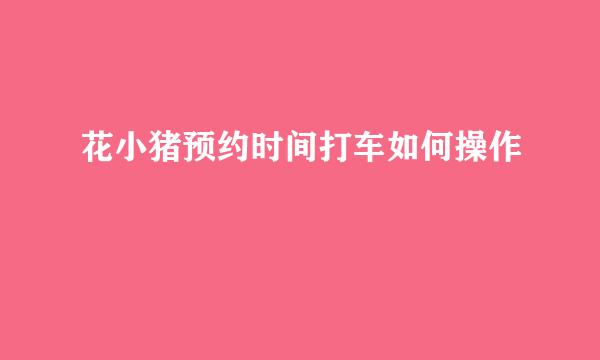 花小猪预约时间打车如何操作