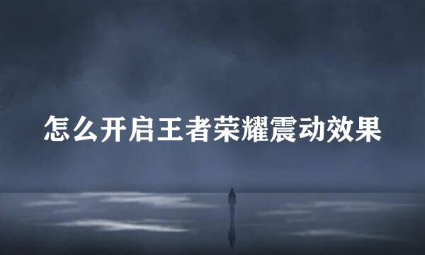 怎么开启王者荣耀震动效果