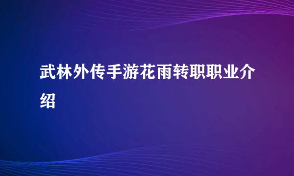 武林外传手游花雨转职职业介绍