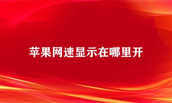苹果网速显示在哪里开
