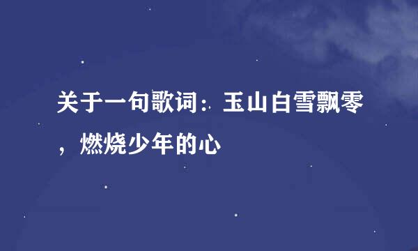 关于一句歌词:玉山白雪飘零,燃烧少年的心