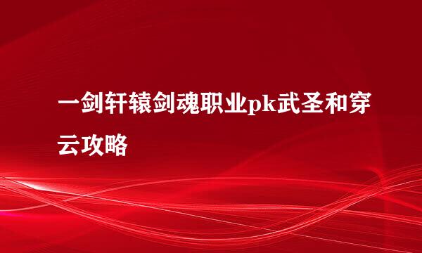 一剑轩辕剑魂职业pk武圣和穿云攻略
