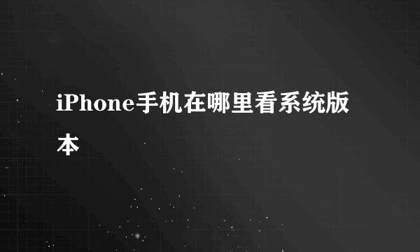 iPhone手机在哪里看系统版本