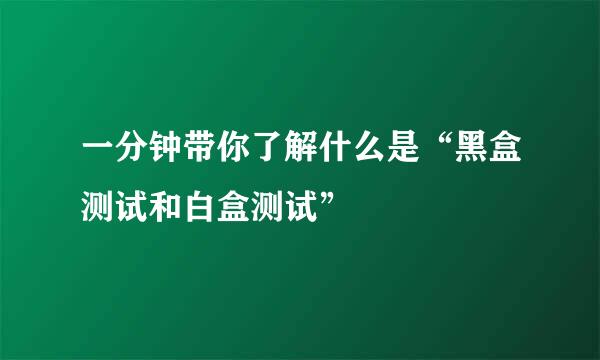 一分钟带你了解什么是“黑盒测试和白盒测试”