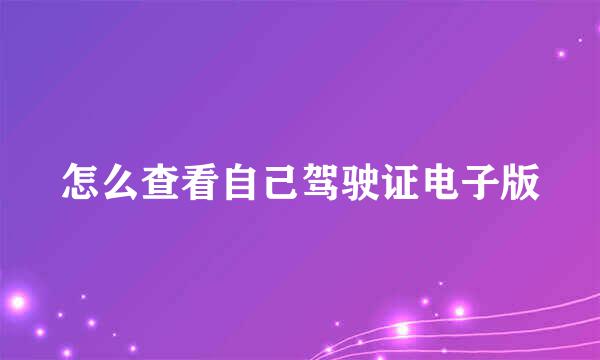 怎么查看自己驾驶证电子版