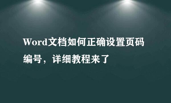 Word文档如何正确设置页码编号,详细教程来了