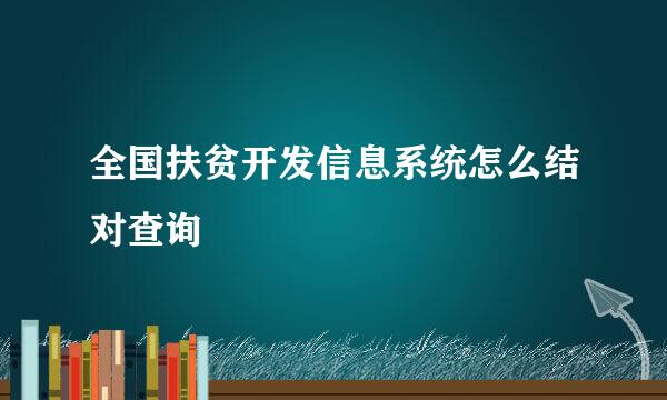全国扶贫开发信息系统怎么结对查询