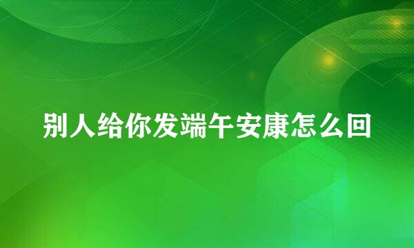 别人给你发端午安康怎么回