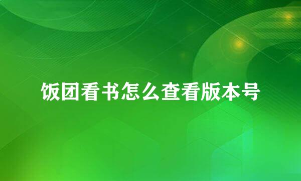 饭团看书怎么查看版本号