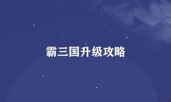 霸三国升级攻略