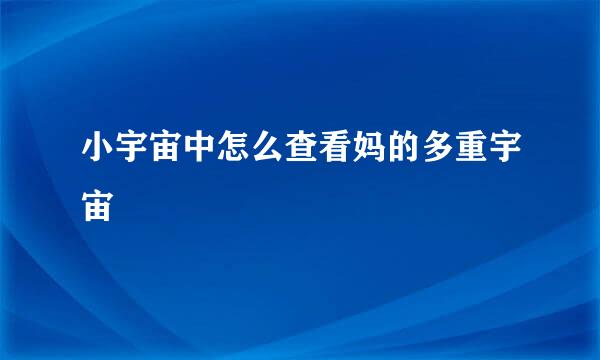 小宇宙中怎么查看妈的多重宇宙