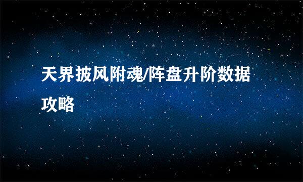 天界披风附魂/阵盘升阶数据攻略