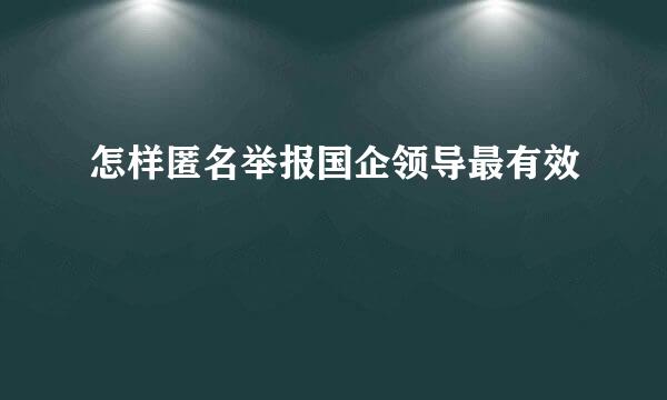 怎样匿名举报国企领导最有效