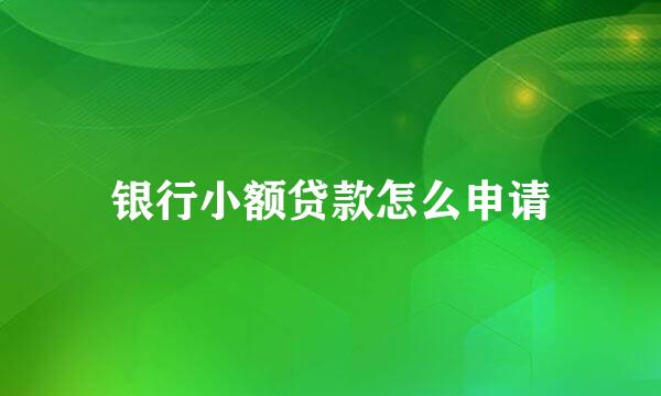银行小额贷款怎么申请