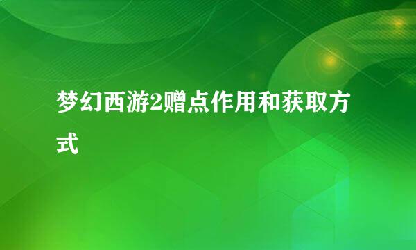 梦幻西游2赠点作用和获取方式