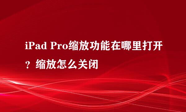 iPad Pro缩放功能在哪里打开?缩放怎么关闭