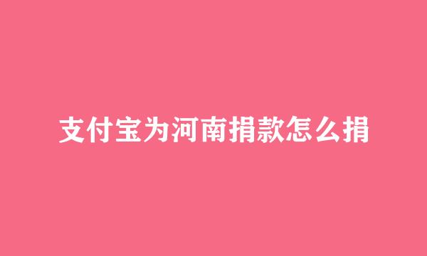 支付宝为河南捐款怎么捐