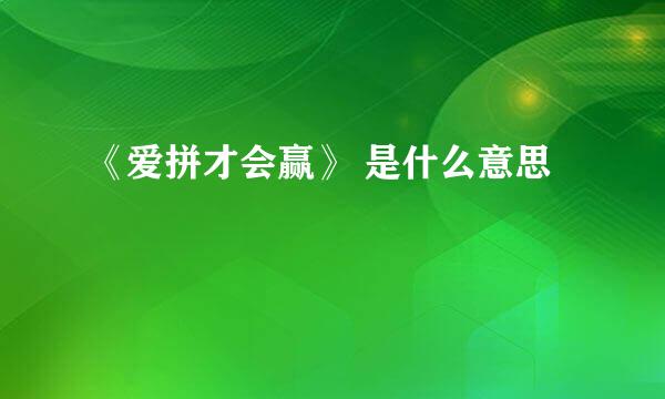 《爱拼才会赢》 是什么意思